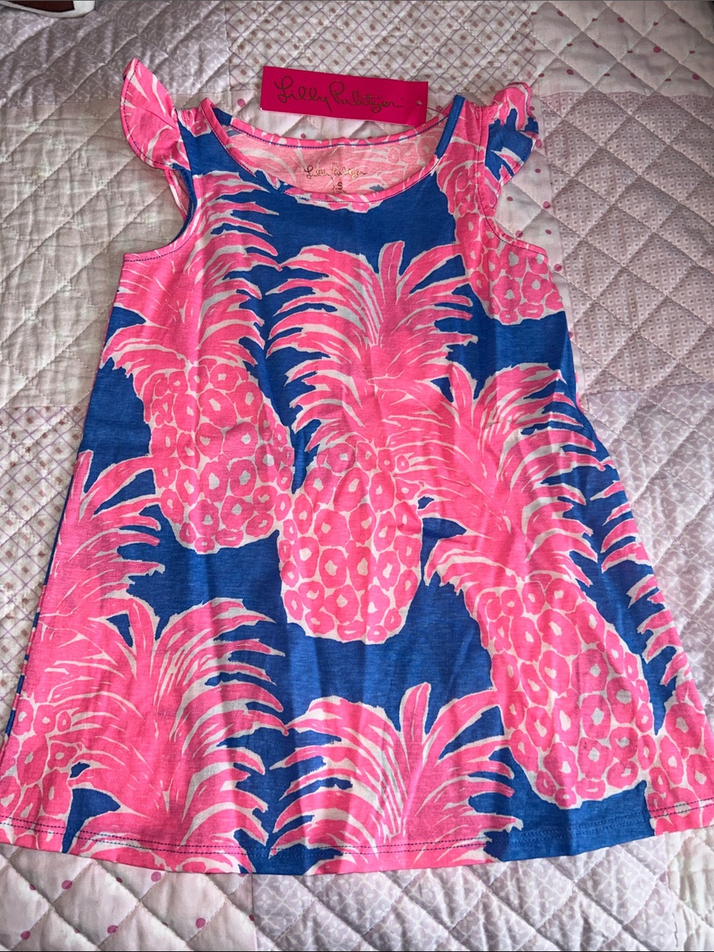 NWT Lilly Pulitzer Pink & Blue Pineapple Print Dress SIZE XS (2-3)